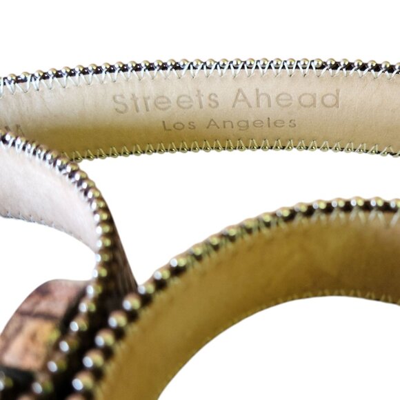 Streets Ahead Snake Embossed Leather Belt Metallic Chain Detail Ornate Buckle Md - Picture 4 of 10